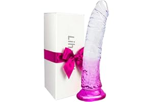 Realistic Dildo Clear Silicone 8.66" Purple Dildo with Strong Suction Cup for Women Hand Free Play Flexible Soft Penis Dong, 