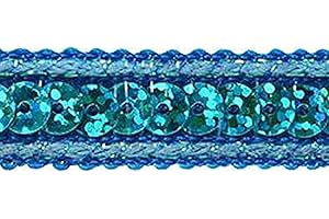 Expo International Yard Lexi Hologram Sequin with Sparkle Edge Spool Trim, 3 Yards, Aqua Blue