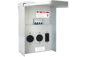 Kinchoix Temporary Power Outlet Panel, RV Electrical 20 30 and 50-Amp Receptacle with Breaker,Prewired Unmetered, Weatherproof