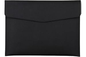 HUUFLYTY A4 Document Folder Envelope PU Leather Organizer Bags - Multifunction Portfolio Holder for Paper File Stationery Receipt Contract and Tablet Case PC Sleeve (Black)