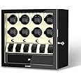 DUKWIN Watch Winder for 2/4/6/8 Automatic Watches,Lockable Watch Winders with Watch Holders and Jewelry Storages, Super Quiet Mabuchi Motor with High-Gloss Piano Lacquer Finish,Built-in Illumination