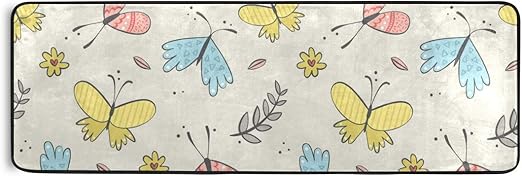 Alfombra de cocina antideslizante suave y colorida mariposa alfombra de