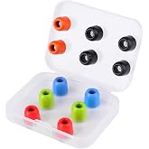 LUDOS Comfy Earbuds Replacement Memory Foam Ear Tips for Ear Buds and Earphones, with Color Red Green Orange Blue Eartips, Washable, Isolates from Outside Noise, Extra Resistant, Size 4.9mm Earpads
