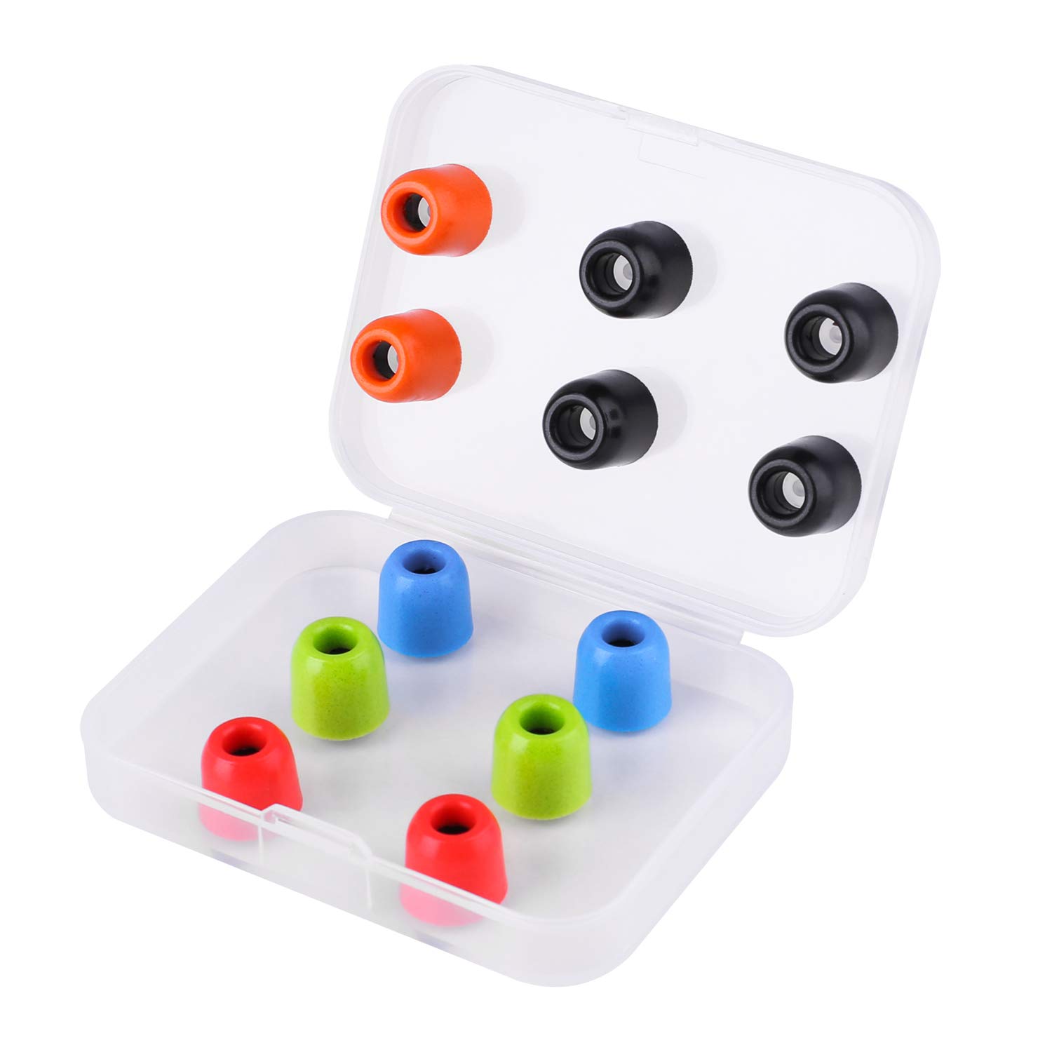 Photo 1 of LUDOS Comfy Earbuds Replacement Memory Foam Ear Tips for Ear Buds and Earphones, with Color Red Green Orange Blue Eartips, Washable, Isolates from Outside Noise, Extra Resistant, Size 4.9mm Earpads