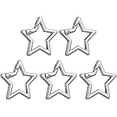 Mabor 5PCS Star Carabiner Keychain - Stainless Steel Pentagram Snap Hook Clip with Key Ring for Outdoor, Hiking, and Daily Use (Silver)