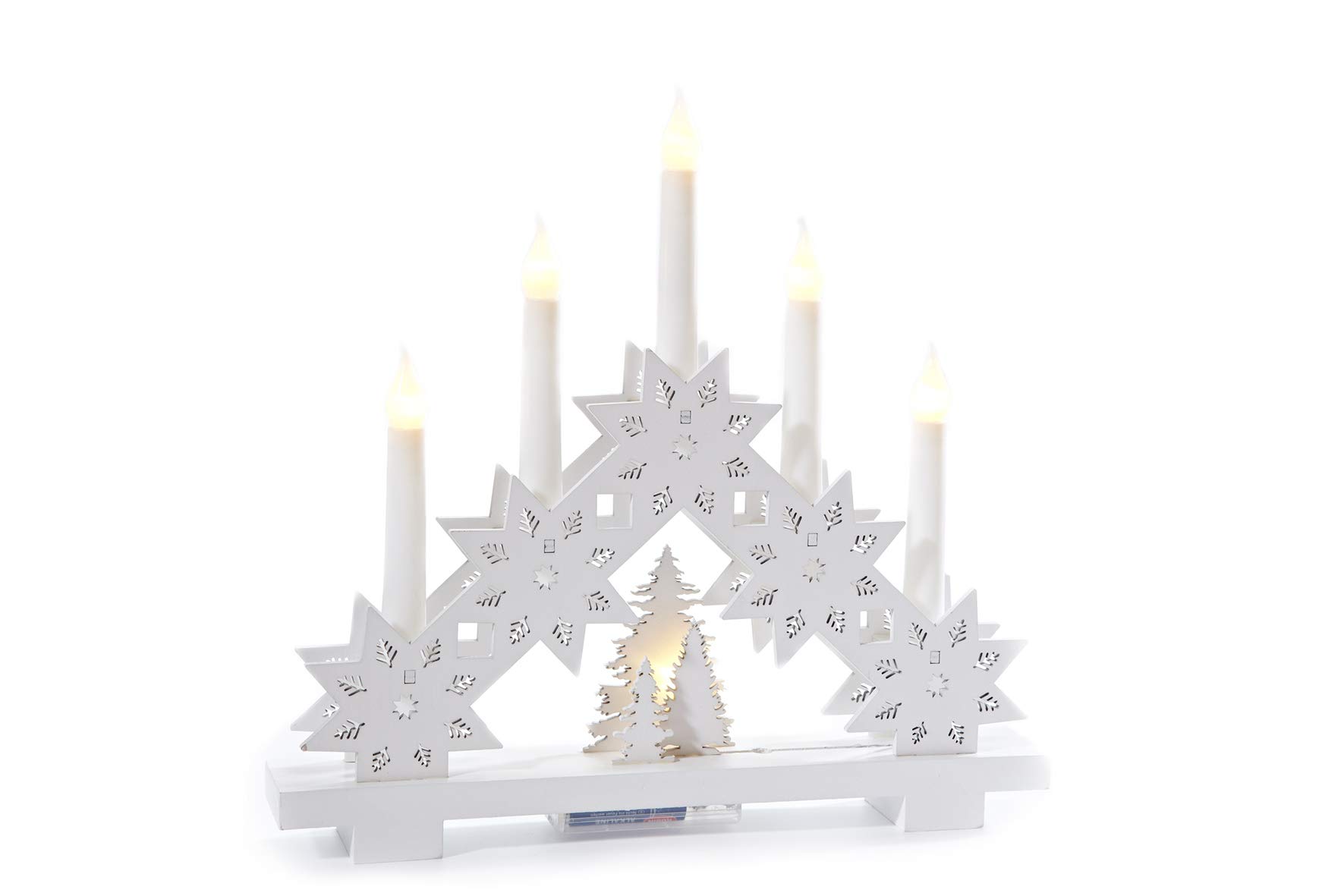 Heitmann Deco Wooden LED Light Arch, Mood Lighting Candle Arch, Illuminated Christmas Decoration, White, for Indoor Use