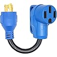 AMOMD RV Plug Adapters 30Amp Male Plug to 50Amp Female Socket 4 Prong Generator Power Cord with Twist Lock 12 inch STW 10AWG/