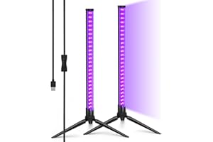 Elwoks LED Black Lights Bar 2 Pack, 18 Inch Vertical Standing Table Blacklight Fixture, Handheld Black Light with Stand for Glow Party Classroom Halloween, 385-400nm USB ON/Off Switch