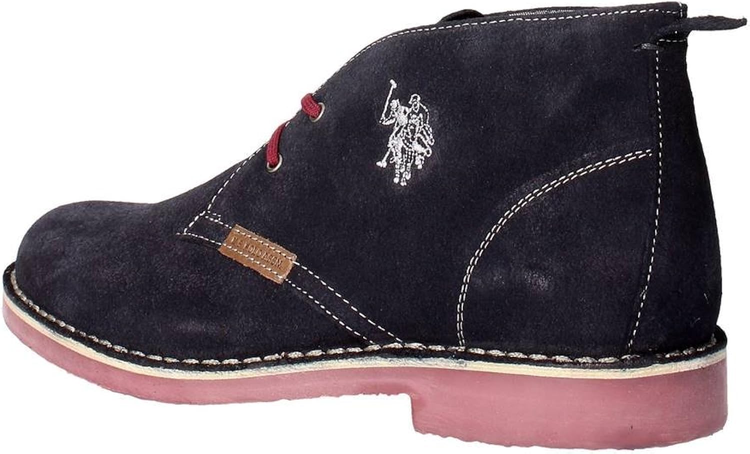 blue suede polo boots