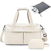 For Spirit Airlines Personal Item Bag 18X14X8 Carry On Travel Duffle Bags for Airplanes Women Men with Wet Pocket Weekender with Shoe and Toiletry Bags, Beige