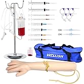 IV Practice Arm Infusion Model, WELLiSH Venipuncture Practice Arm Intravenous Model Injection Practice Kit Designed for Train