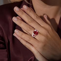 AGRULE Big Ruby Ring for Men Women 925 Sterling