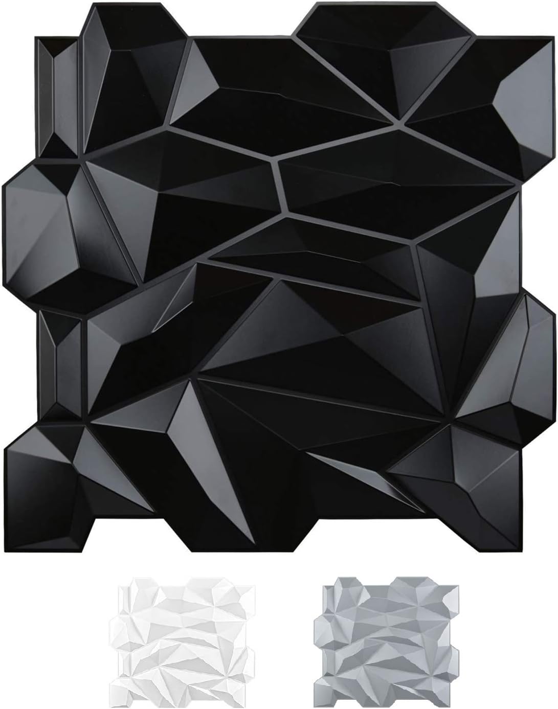 Art3d PVC 3D Diamond Wall Panel Jagged MatchingMatt Black, for Residential and