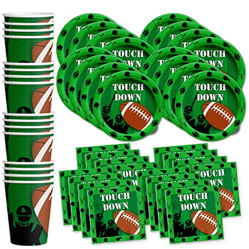 Football Game Day Birthday Party Supplies Set Plates Napkins Cups Tableware Kit for 16