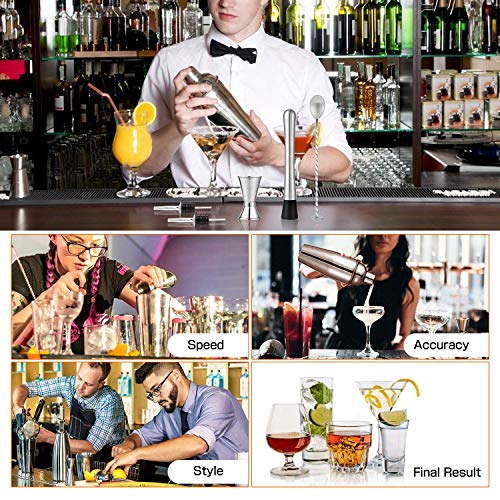 Barkeeper Set - Cocktail-Shaker Set Cocktail Zubehör 10-teiliges Bar Tool Set mit schlankem Bambus-Standfuß, Martini-Shaker für die Küche, Perfect Home Bartending Kit für ein fantastisches Mixerlebnis – Bild 5