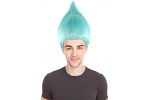 BC GOODS BY Unisex Adult Troll Wigs Collections | Synthetic Fiber Costume Wig for Men and Women | Capless Cap Halloween Colorful 80s Wigs | Trolls TV Movie Cosplay Costume Accessories - Light Blue