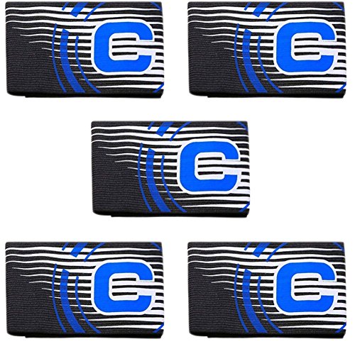 Ancefine Stripe Elastic Youth Soccer Captain Armband,5-Pack (Black)
