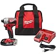 Milwaukee 2850-21P M18 Brushless Lithium-Ion Compact 1/4 in. Cordless Hex Impact Driver Kit (2 Ah)