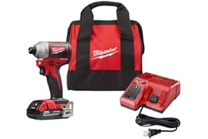 Milwaukee 2850-21P M18 Brushless Lithium-Ion Compact 1/4 in. Cordless Hex Impact Driver Kit (2 Ah)