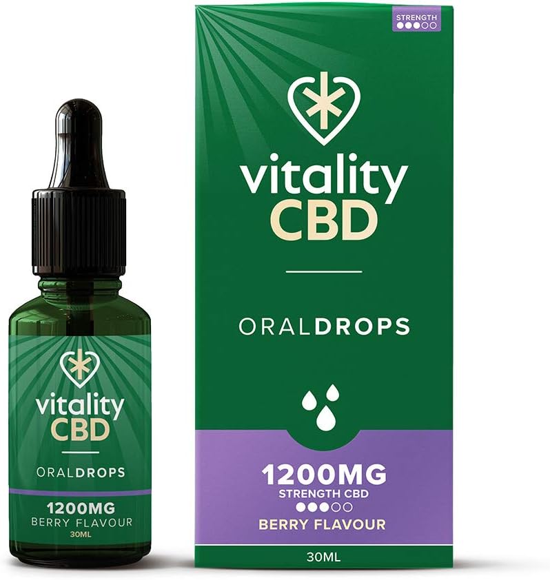 Vitality CBD Berry Flavour Oral Drops in Hemp Seed Oil, 1200mg, 30ml