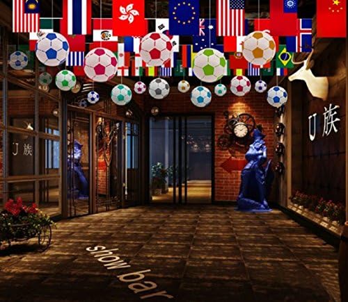 Eamall Hanging PVC Inflatable Soccer/Football Balls for 2018 FIFA Football World Cup Theme Party, Bar, Garden, Soccer Night Pool Decorations Soccer Party Favors Accessories - Pack of 5(Black)