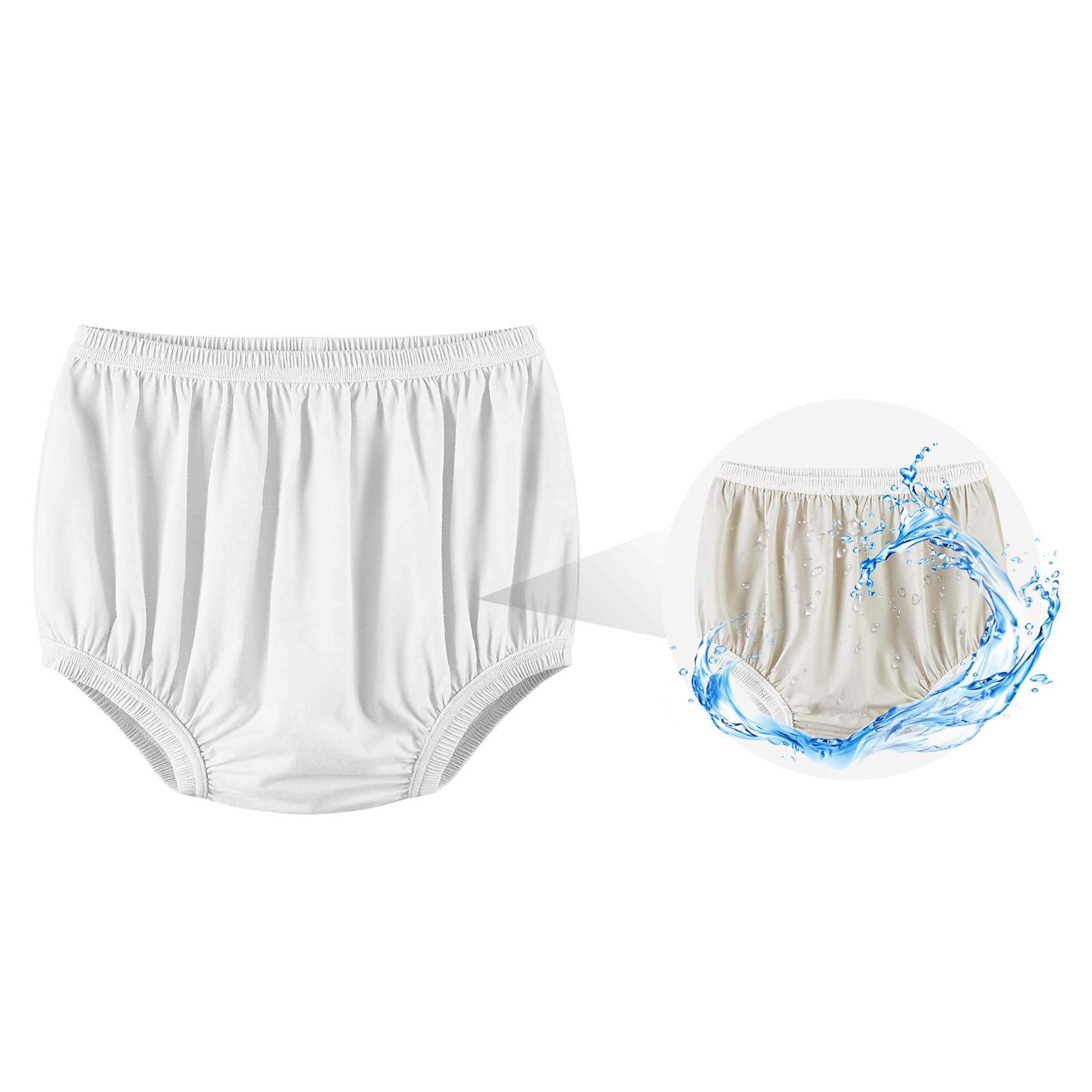 Photo 1 of EEOST Adult Diaper Cover for Incontinence Noiseless Leak-Protection Underwear Plastic Pants Over Diapers Waterproof Rubber Pants (White, S)