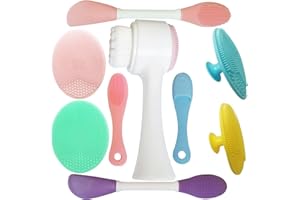 AECW 9-in-1 Face Scrubber Face Cleaning Brushes Super Soft Silicone Cleanser Brush and Facial Cleansing Massager Brush Face Cleansing Brush Set