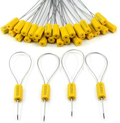 COCOLELE 100pc Numbered Security Cable Seals Tamper Proof Steel Wire Pull-Tite