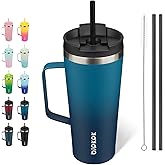 BJPKPK Insulated Tumbler with Handle, 22oz Insulated Tumblers with Lid and Straw, Stainless Steel Metal Water Bottles, Coffee Travel Mugs, Cups, Sea