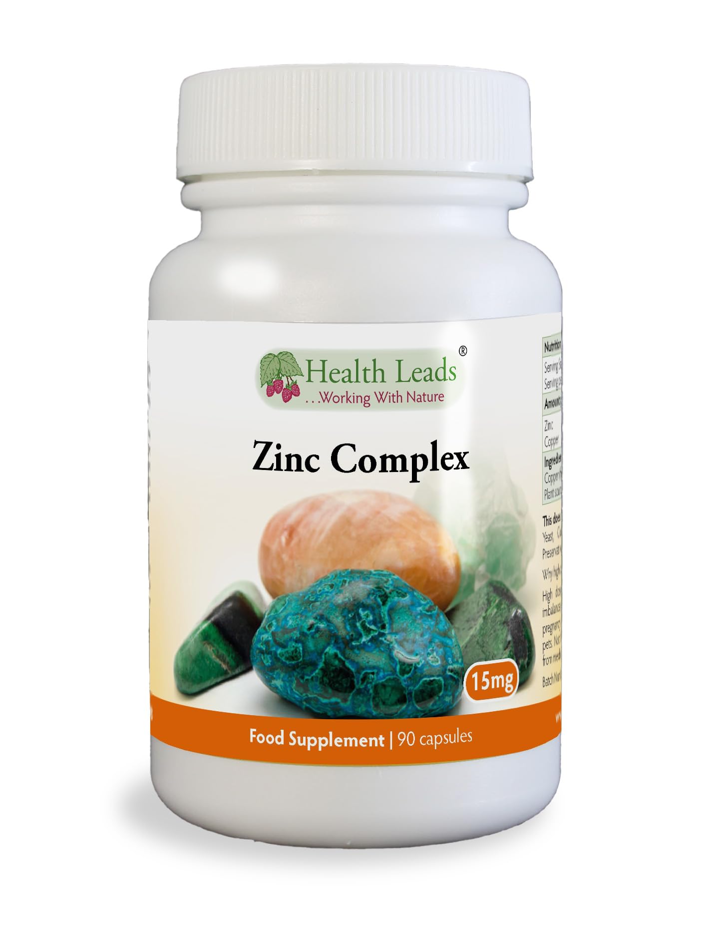 Zinc Complex 15mg 90 Capsules, Without Magnesium Stearate, Zinc contributes to the Normal Function of the Immune System & to the Maintenance of Normal Skin, Hair & Nails, Made in Wales