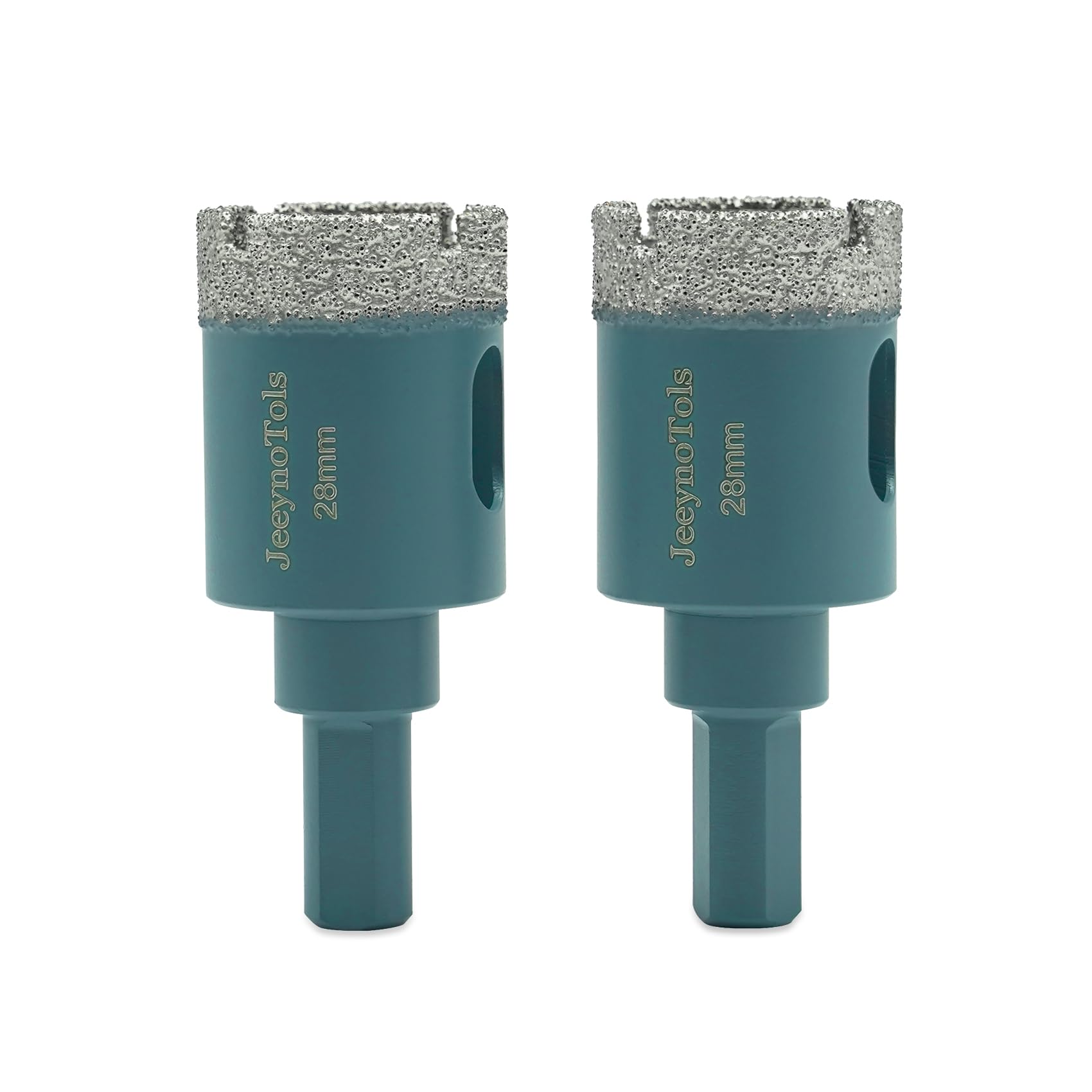 JeeynoTols Dry Diamond Core Drill Bit - 2pcs/Pack 1 1/8"(28mm) Diamond Hole Saw Tile Core Drill Bit with Triangle Shank for Porcelain Granite Marble Ceramic Stone