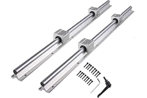 ANWOKIT Linear Rail 2Pcs SBR20 1300mm Linear Slide Rail with 2 Fully Supported Linear Rail and 4 SBR20UU Slide Blocks CNC Parts Linear Rails and Bearings Kit for Automated Machines, DIY Projects