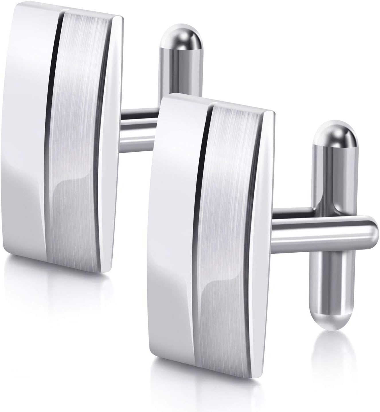 Insten Classic Silver Rectangle Cufflinks