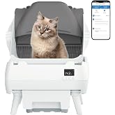 Lohhuby Automatic Cat Litter Box Self Cleaning - App Control, Open-Design, Smart Health Monitor, Suitable for Medium Cats and Kittens, Anti-Pinch Safety, Quiet Operation - White