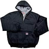 Ben Davis Men Jackets Hooded Front Zipper Fleece Lining Jacket Knit Cuffs Black 344 2XLarge