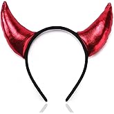 OIUUBBII Halloween Headbands Red Devil Horns Headband for Women - Glitter Hairband Devil Costume Accessories, Halloween Dress Up Cosplay Party Hair Piece