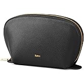 Kattee Leather Makeup Bag, Travel Cosmetic Bag Set, Toiletry Bag Organizer for Women, 1-PACK, Medium, Black