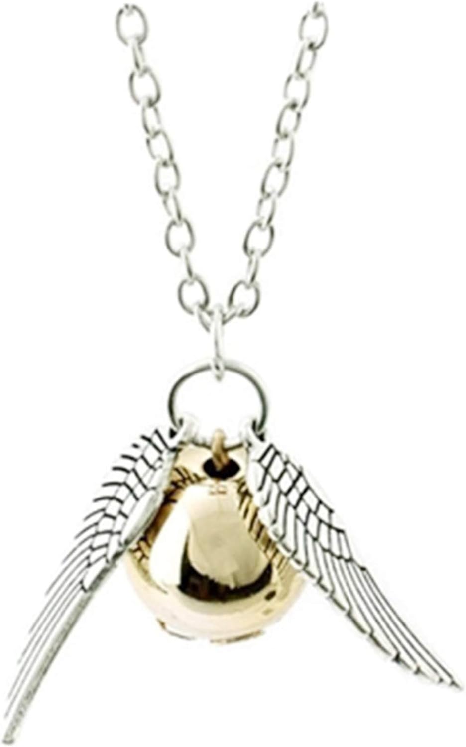 18" Deathly Hallows Necklace Jewelry Harry Potter Golden Little Tuna Quicksilver Golden Pearl Necklace Best Gift for Harry Potter Fans Decorations Magical Cosplay Costume Jewelry Merchandise (Silver): Clothing