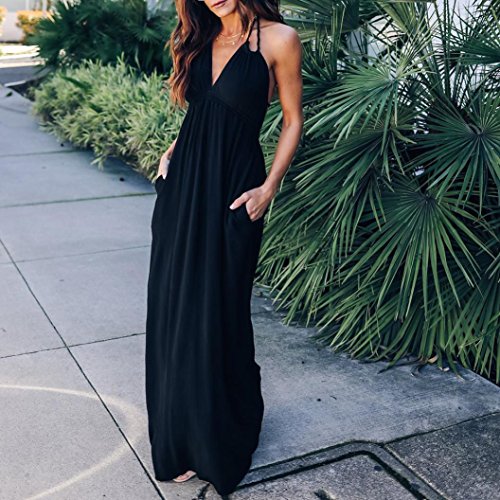 Women Summer Bandage Bodycon Dress Party Cocktail Maxi Long Dress (Black, S) - Thumbnail 7