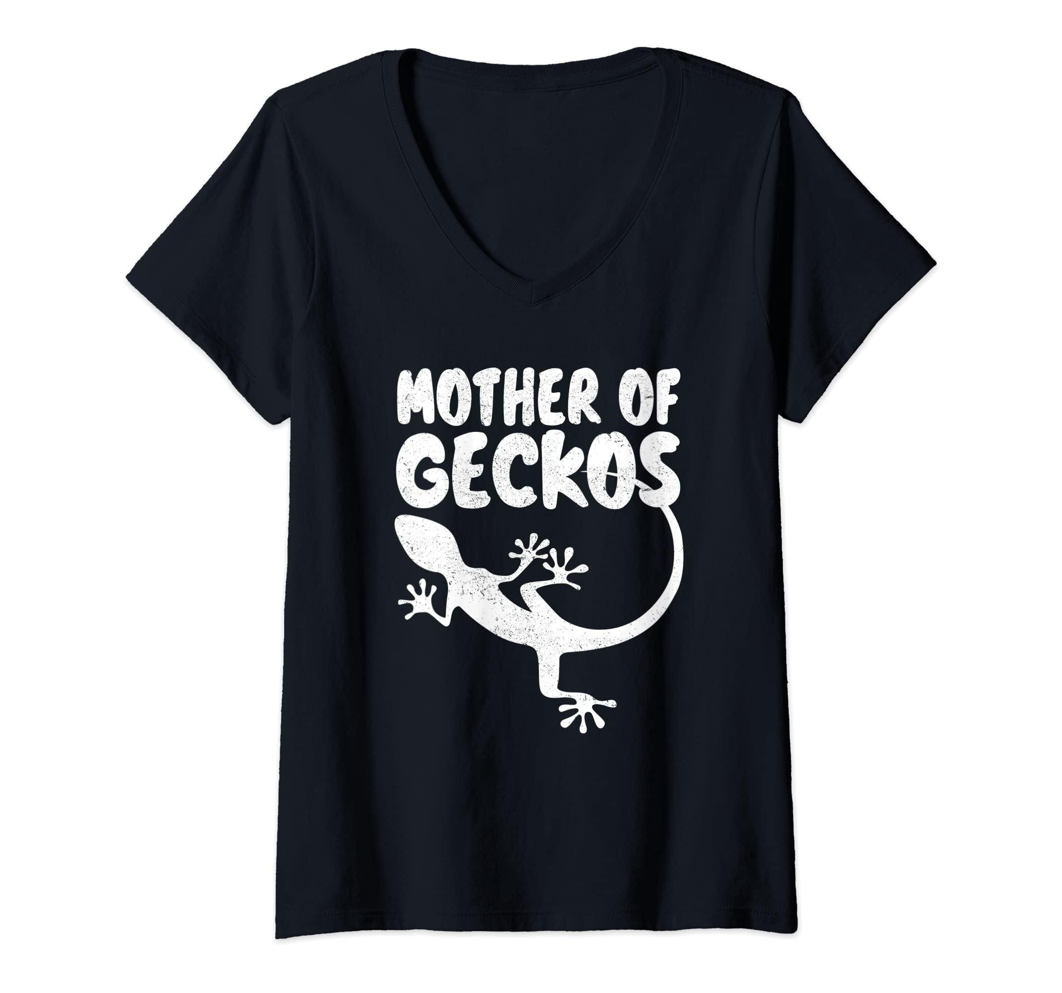 Womens Mother of Geckos | Reptile mom V-Neck T-Shirt