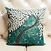 Anickal 18 x 18 Square Teal Oil Painting White Flower Black Tree Print Pattern Throw Pillow Cover Decorative Pillow Case