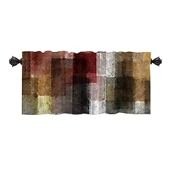 Batmerry Brown Art Oil Valance Curtains,Red