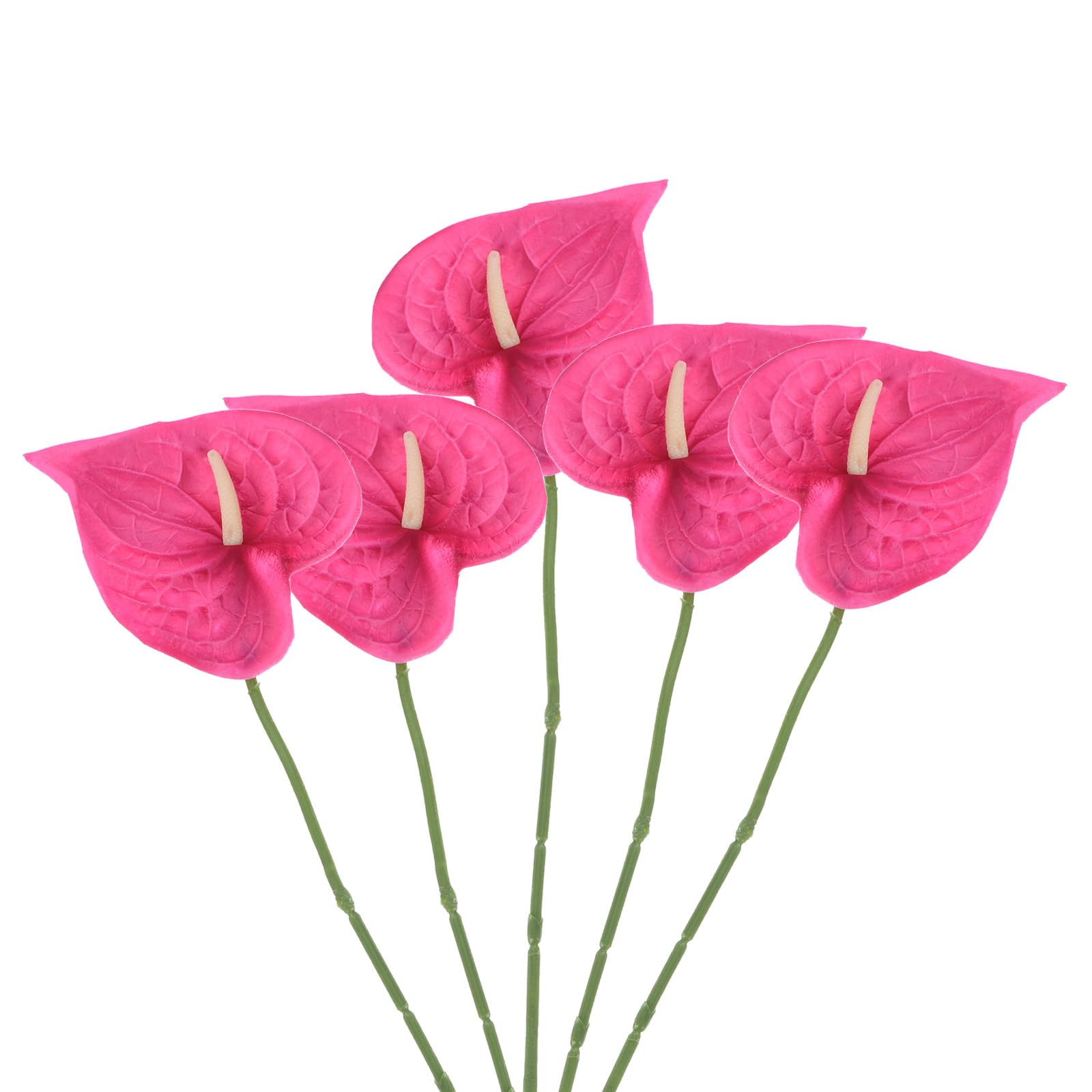 PATIKIL 13" Artificial Anthurium Lily Flowers, 5 Pack Permanent Flower Floral Arrangements Bouquet for Home Decor Bridal Wedding Festival Party, Dark Pink