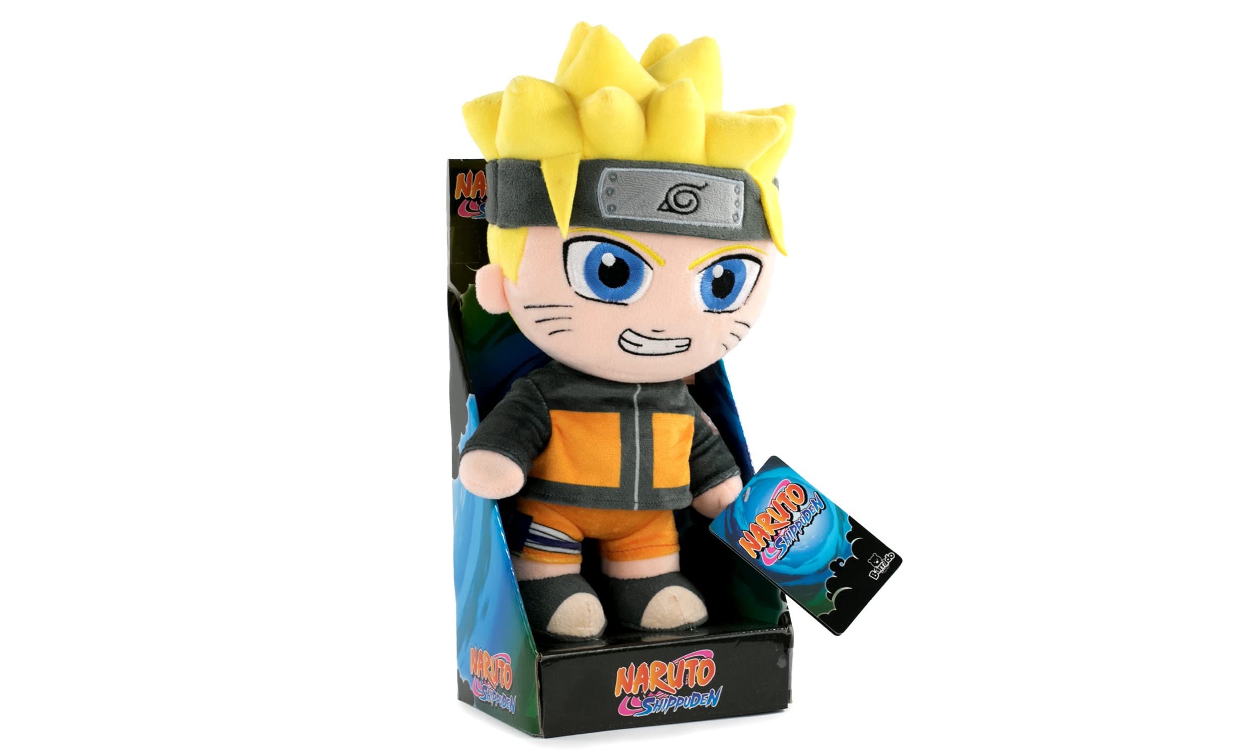 BARRADO Soft Toy of the Characters of Naruto 25cm, 9'84" - Naruto, Kakashi, Sasuke, Kurama, Naruto Six Path - Super Soft Quality (Naruto with Display)