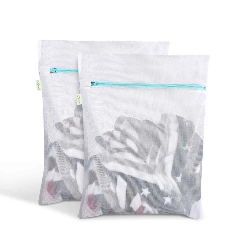 OTraki 2 PCS Mesh Laundry Bags, 16 x 20 inch Net Washing Bag with Zips Laundry Bags for Washing Machine Delicates Laundry Bag for Socks Bra Stockings Garment Underwear