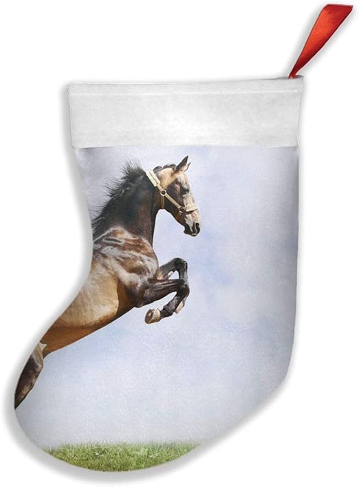 Calcetín de fondo de caballo de hierba cielo, de Navidad, calcetines