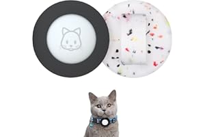 SIMPLETHINGS 2022 Airtag Cat Collar Holder, Small Air tag Cat Collar Holder Compatible with Apple Airtag GPS Tracker, 2Pack Waterproof Case Cover for Cat Dog Pet Collar Within 3/8 inch (Black&Transflower)