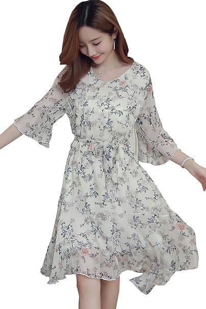 Amazon Co Jp My Spica 授乳服 マタニティ 妊婦 ドレス ワンピース フラワー 花柄 七分袖 授乳 口 付き 産前 産後 綺麗め フェミニン パーティー 秋服 ホワイト 白色 服 ファッション小物