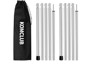 KOMCLUB Telescoping Tent Poles Adjustable Tarp Poles Camping Stainless Steel Lightweight Tent Poles for Trap Sun Sails Canopy Awning Shelter Backpacking Hiking 78 in Set of 2