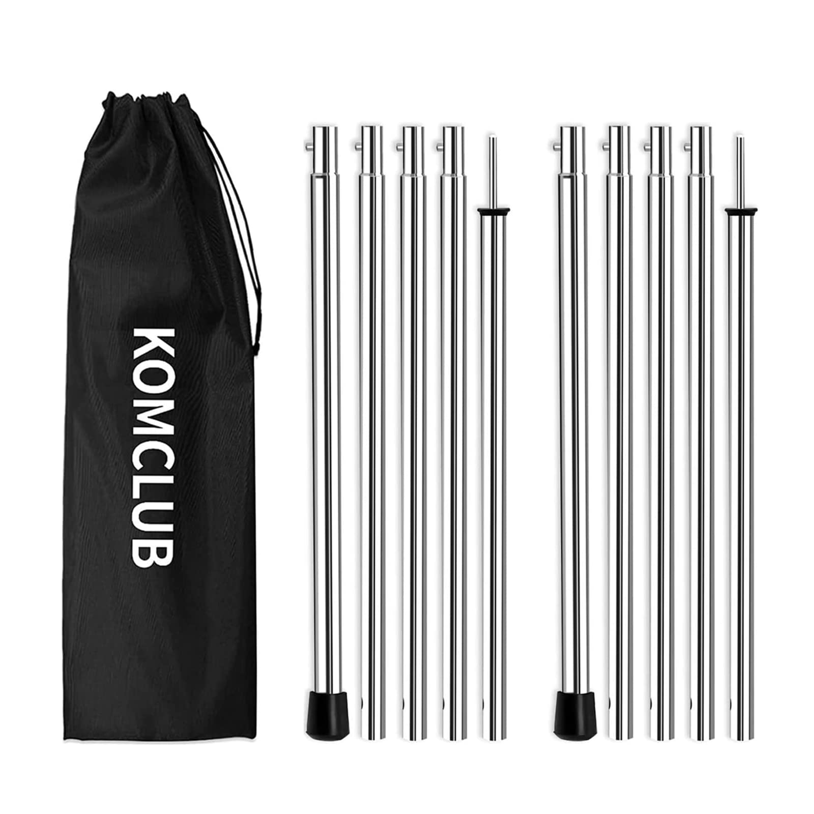 Photo 1 of KOMCLUB Telescoping Tent Poles Adjustable Tarp Poles Camping Stainless Steel Lightweight Tent Poles for Trap Sun Sails Canopy Awning Shelter Backpacking Hiking 78 in Set of 2